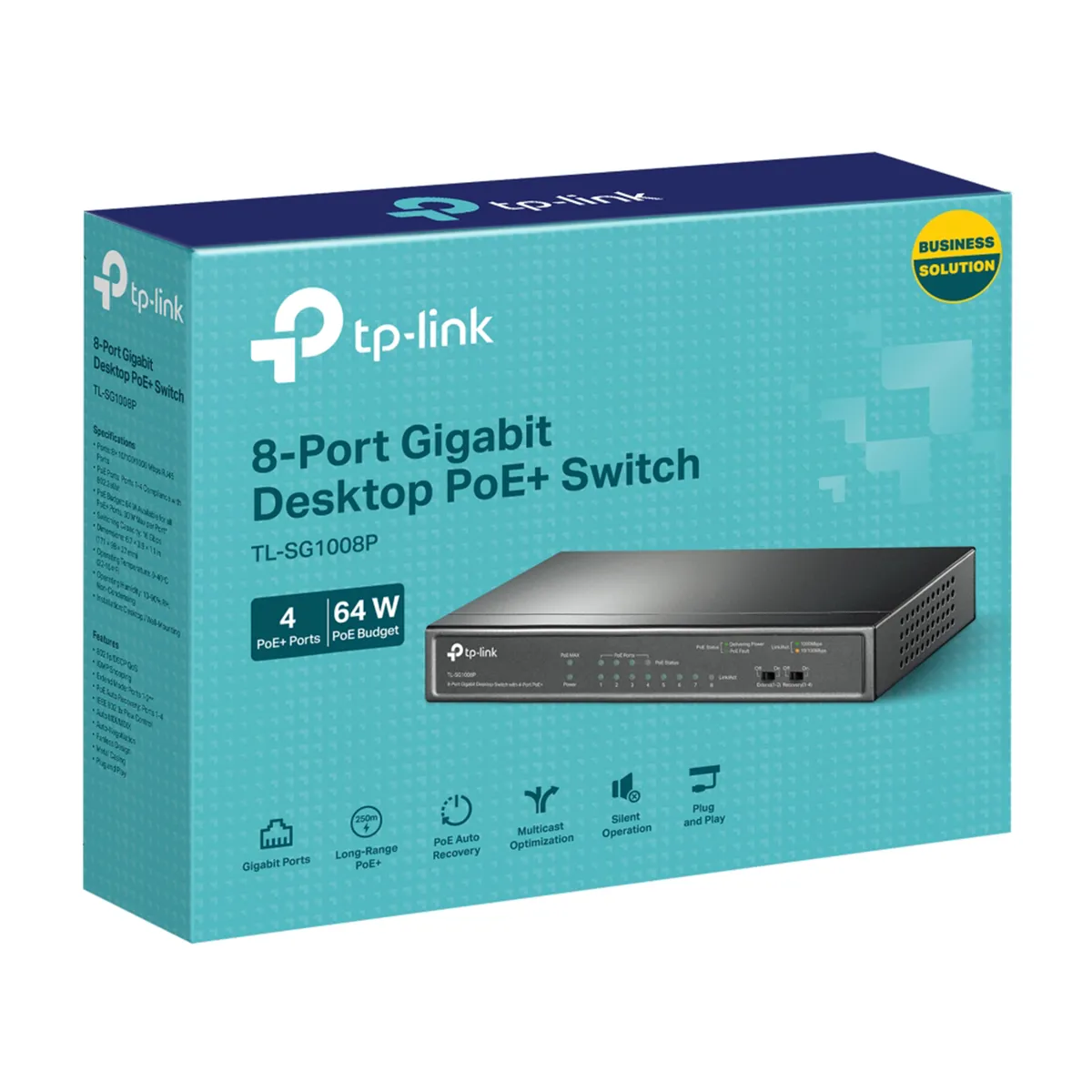 TP LINK - SWITCH TP-LINK TL-SG1008P 8 PUERTOS  4 PORT POE- P-N TLSG1008P