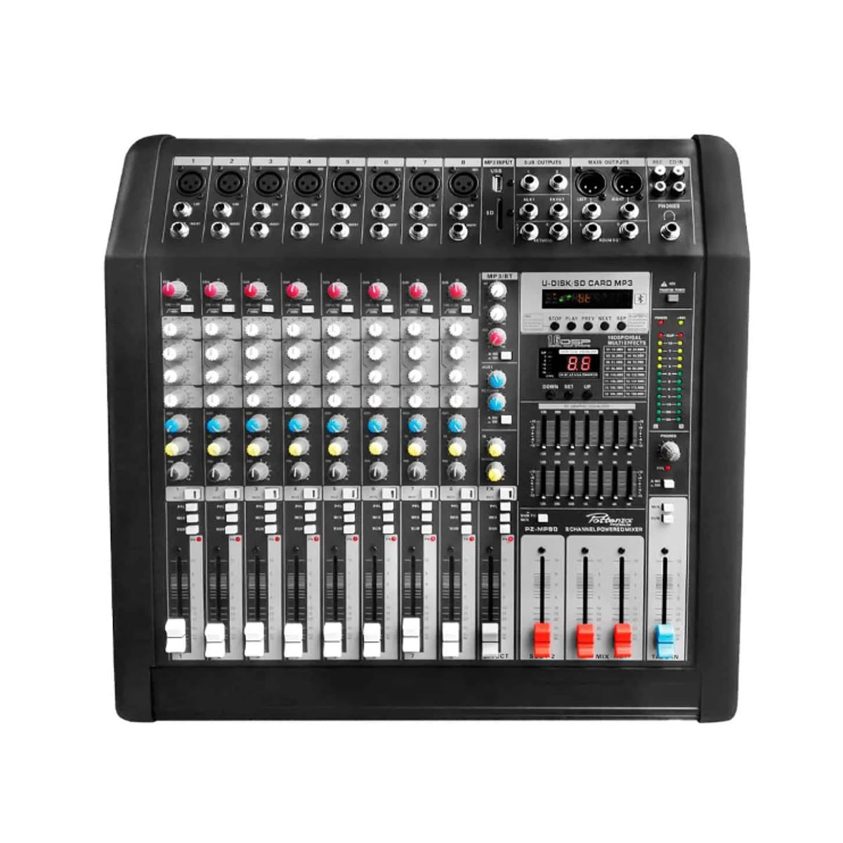 GENERICO - Consola Amplificada 8 Canales 2x350W USB/MP3/BT PZ-MP80 POTTENZA