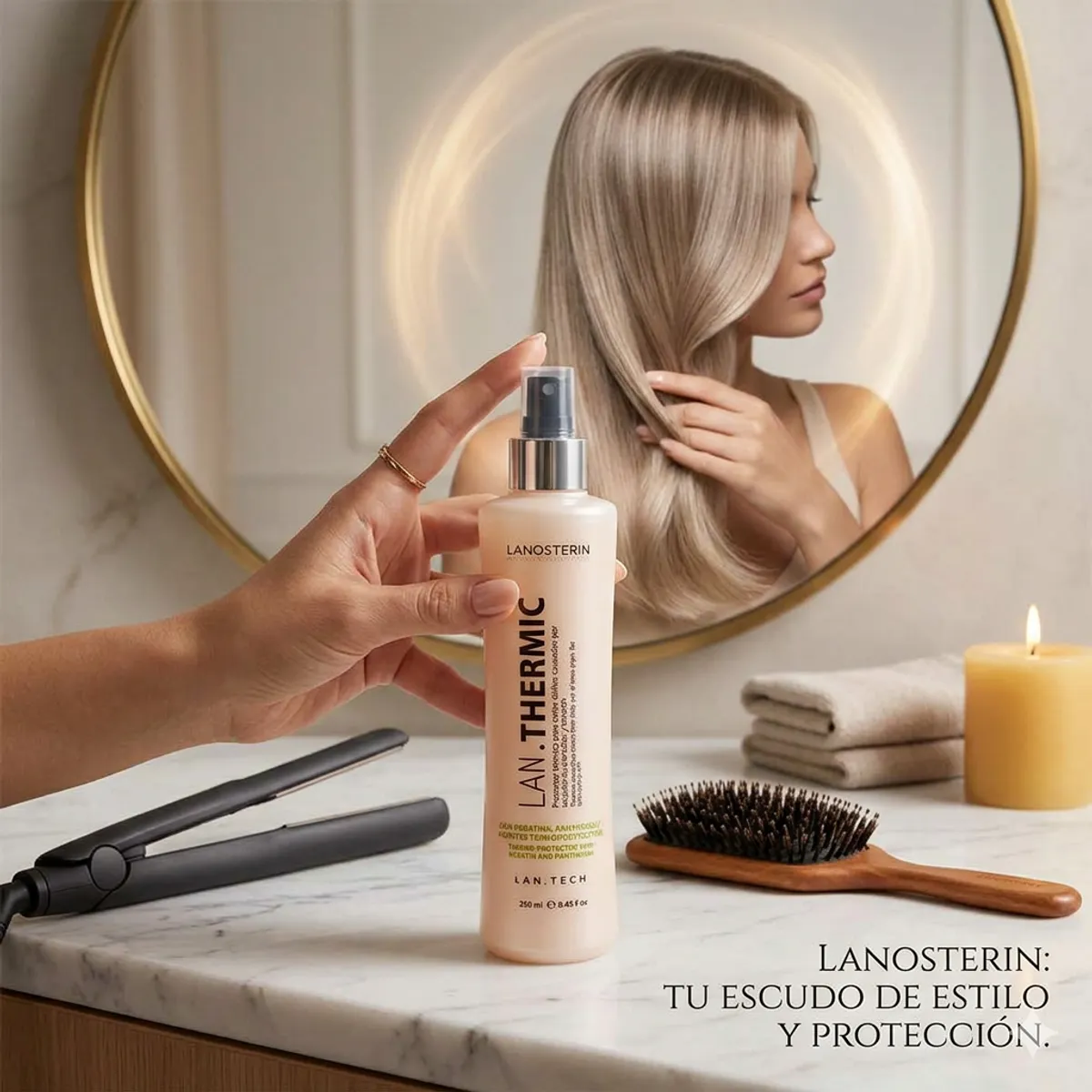 OEM - Spray con Keratina Lanosterín Lan.Thermic - Protector Térmico y Anti-frizz