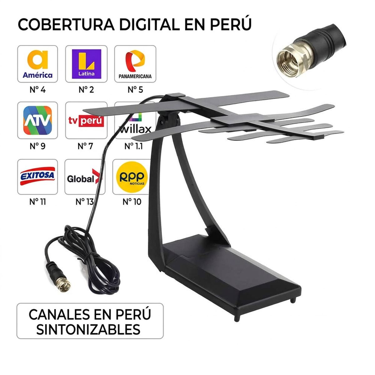 OEM - Antena TDT de Largo Alcance Amplificada - Recepción Superior Full HD 1080p