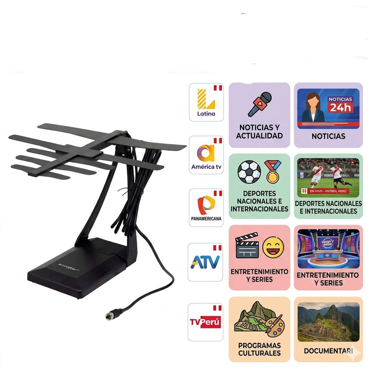 OEM - Antena TV Digital HD Potente - Captación Multidireccional de Bajo Ruido
