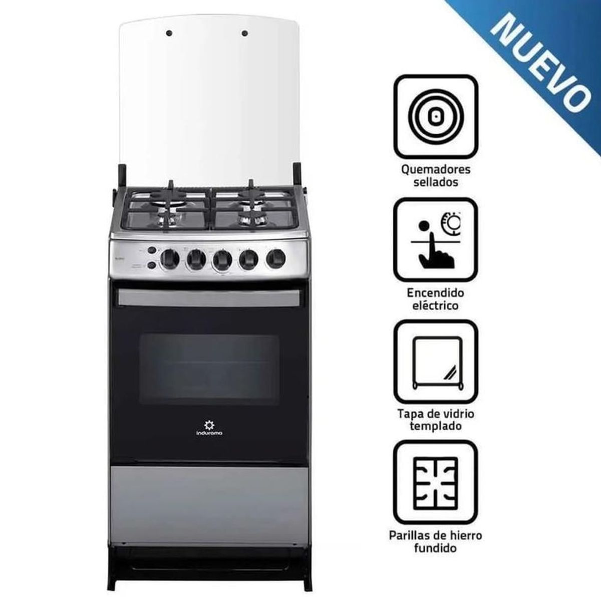 INDURAMA - Cocina Indurama Bilbao Spazio Plus 20″ Cromo - Diseño Compacto y Funcional