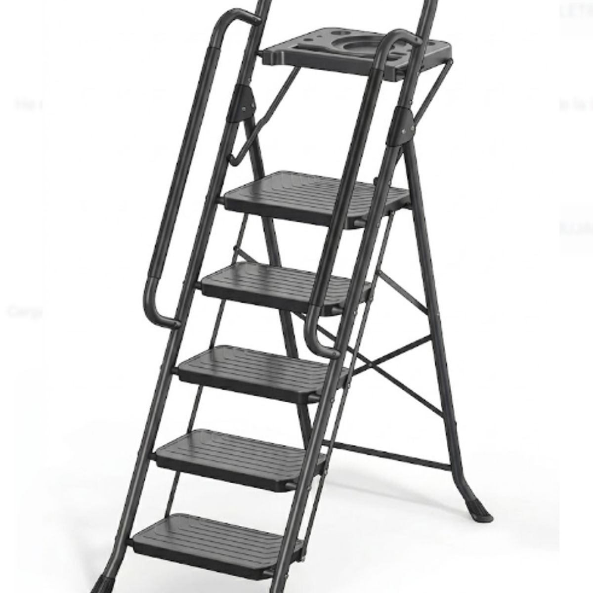 GENERICO - ESCALERA PROFESIONAL DE ACERO: ESTABILIDAD TOTAL - 5 PELDAÑOS.