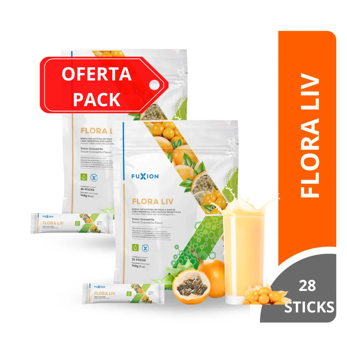 FUXION - FLORA LIV FUXION 28 SOBRES PACK 2 BOLSAS