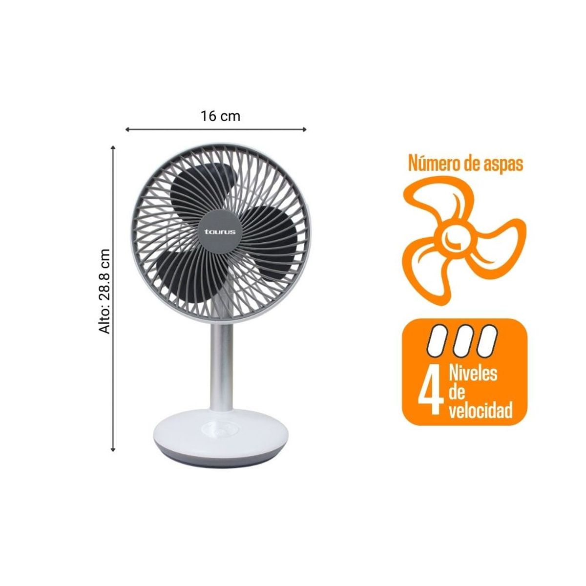 TAURUS - Ventilador Portable de Escritorio Taurus Austro