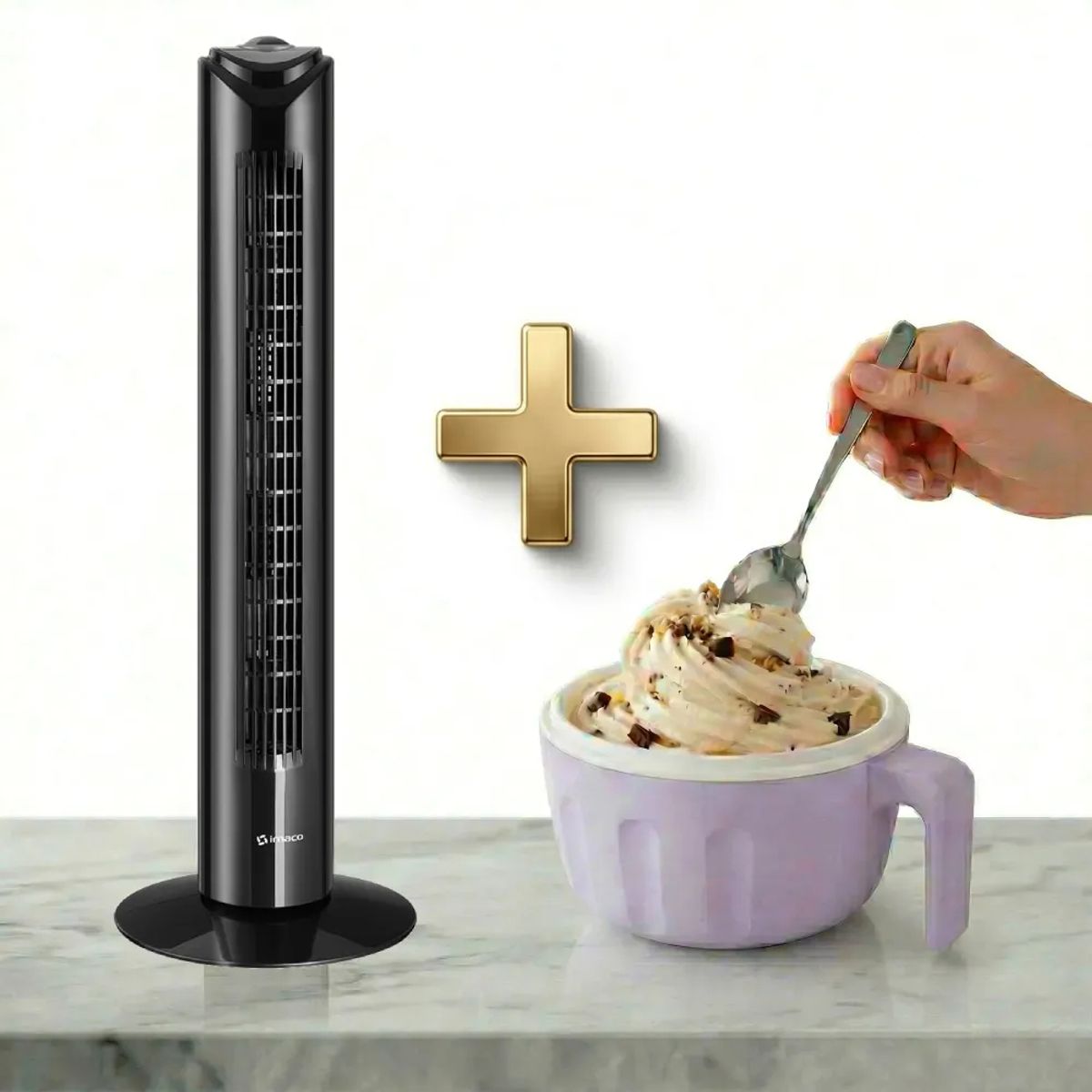 IMACO - Ventilador Torre Imaco TF2905 50W + Máquina de Hacer Helado Recco de Regalo