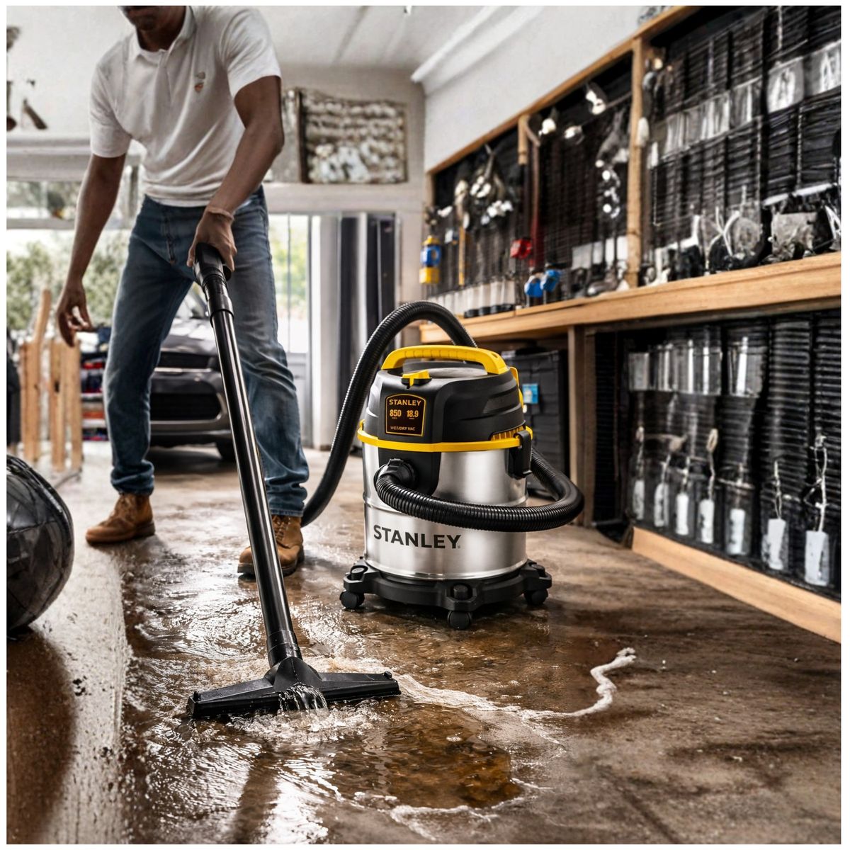 STANLEY - ASPIRADORA DE POLVO Y LIQUIDO 19LT ACERO INOXIDABLE SL19143-B2 STANLEY