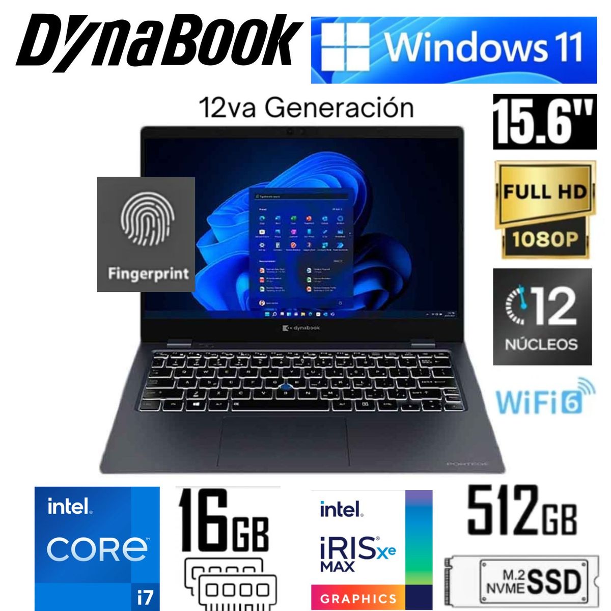 DYNABOOK - LAPTOP DYNABOOK TECRA A 50K INTEL COREI7-1260P 16GB RAM 512GB SSD 15.6' FHD WIND 10 PRO PML20U0N8021