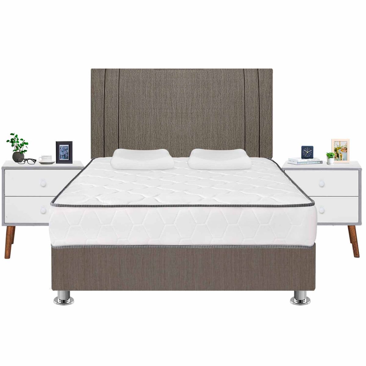 FORLI - Dormitorio Igneo Marrón Queen + 02 Veladores