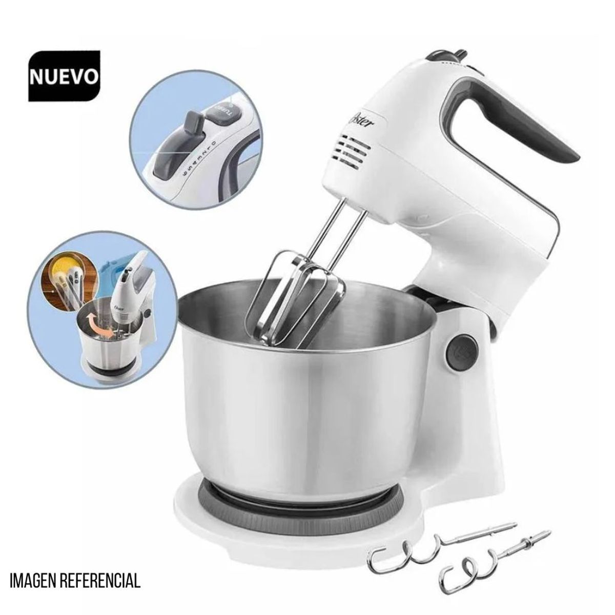 OSTER - Batidora Oster de mano y pedestal Con Tazon de Acero FPSTHS3612