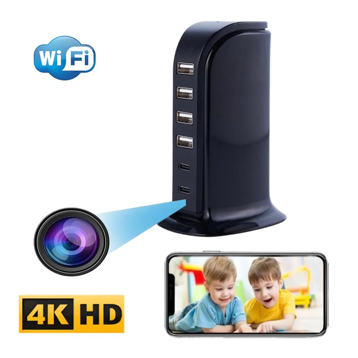 MN ELECTRONICS - Cámara Espía Wifi HUB Tipo Torre Usb y Tipo C, WC001