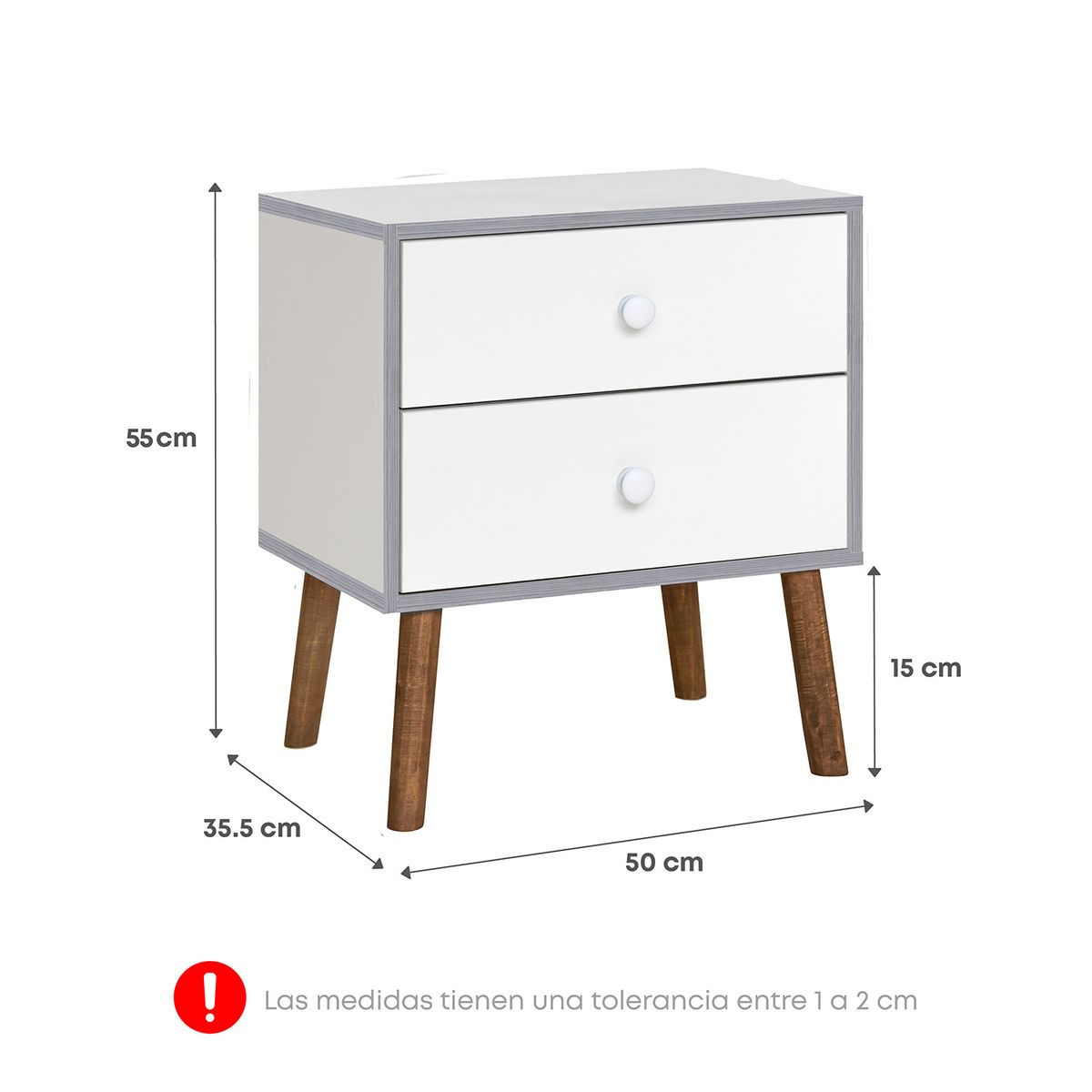 FORLI - Dormitorio 4 Cajones Paladio Queen Gris + 02 Veladores