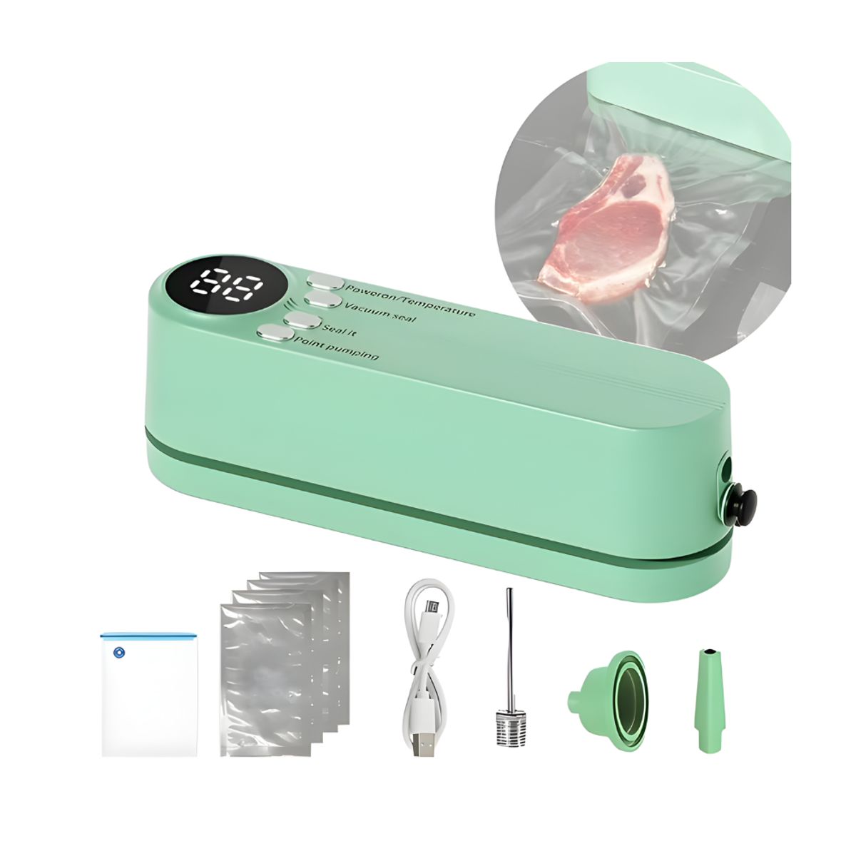 GENERICO - Maquina Selladora Al Vacío Inalámbrica De Mano Mas Inflador