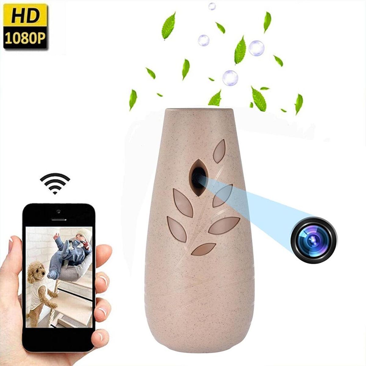 MN ELECTRONICS - Cámara Espía Tipo Ambientador Automático Wifi 1080P FullHD WC004 Detección de Movimiento