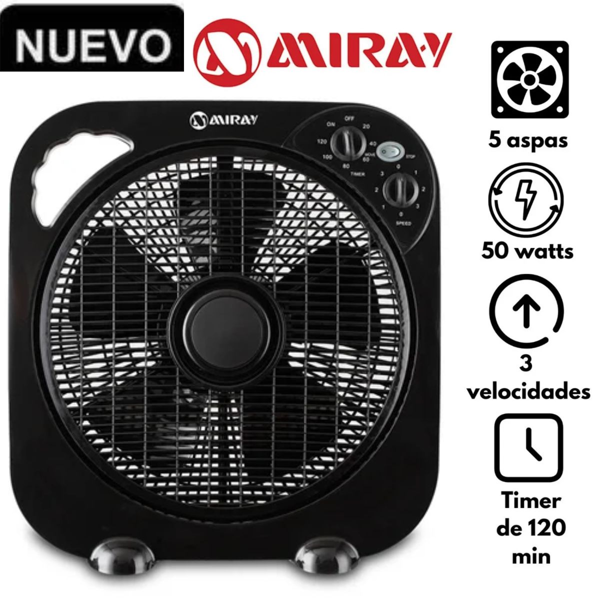 MIRAY - Ventilador Miray 12" VMC-1052 50 Watts Negro