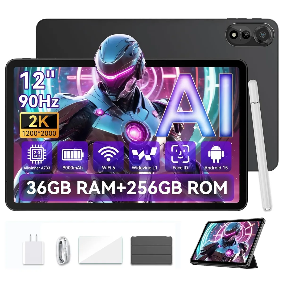 BLACKVIEW - Tablet Blackview Mega 2 wifi 36GB RAM 256GB Tablet PC 12'' 2K FHD 9000mAh Gris