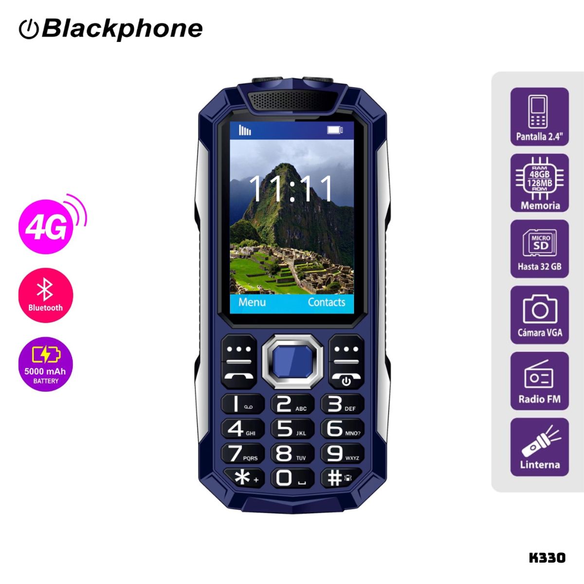 OEM - CELULAR BASICO BLACKPHONE K330 4G DUAL SIM - AZUL