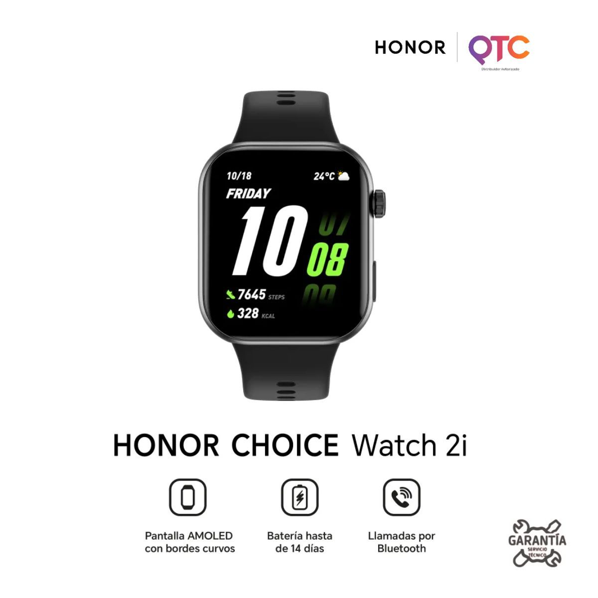 HONOR - HONOR CHOICE Watch 2i  Deportivo con Pantalla AMOLED, Monitoreo de Salud y Batería de Larga Duración