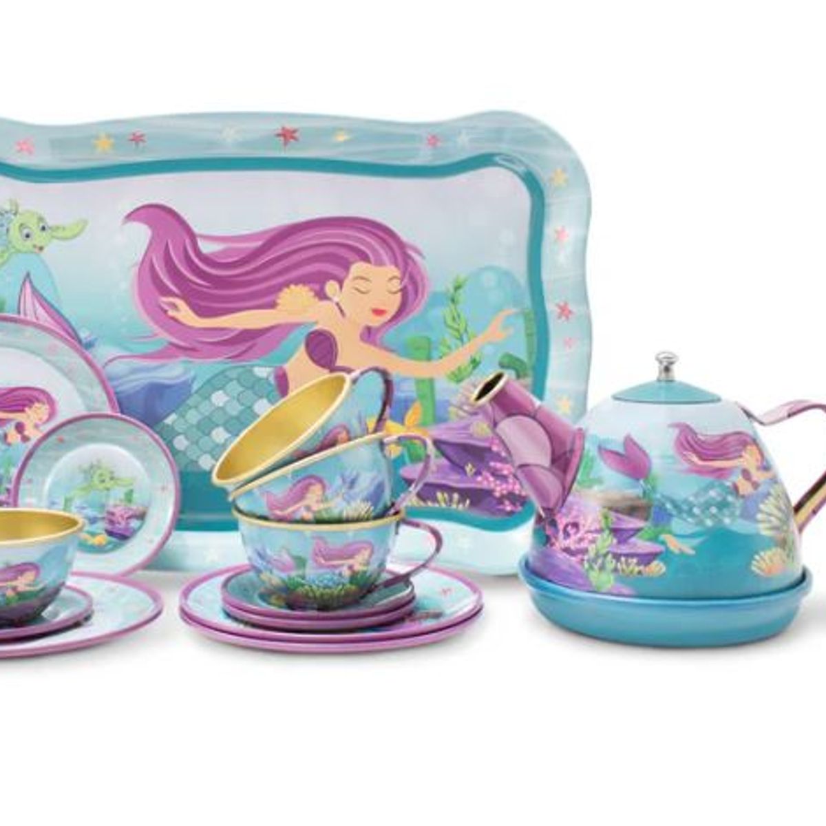 GENERICO - Set Juego de Té de  Metal Sirena 15 Piezas