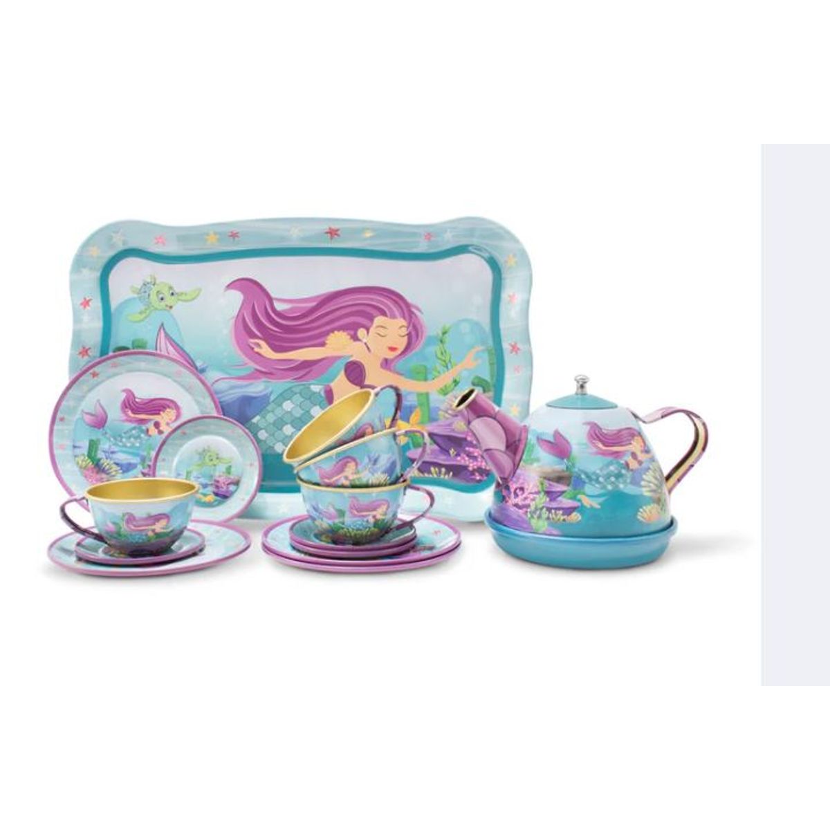 GENERICO - Set Juego de Té de  Metal Sirena 15 Piezas