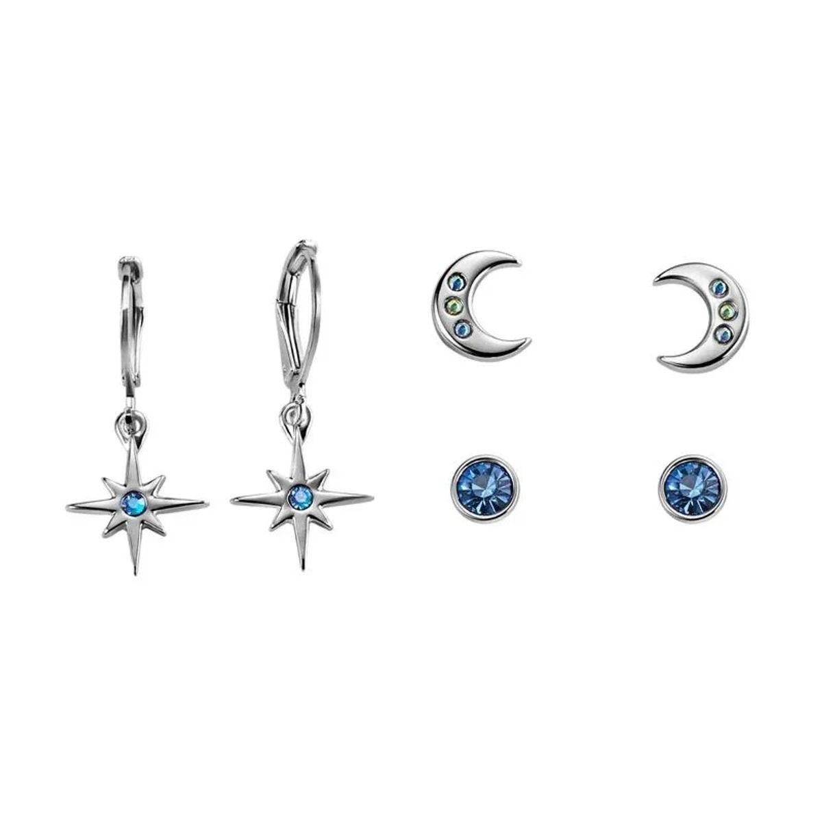ESIKA - Set Aretes x3 Silver Eclipse Luna Estrella Esika