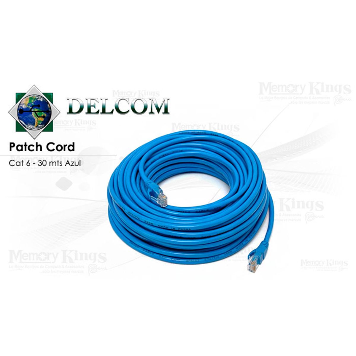 GENERICO - Cable de Red Patch Cord Cat6 Delcom 30m Azul