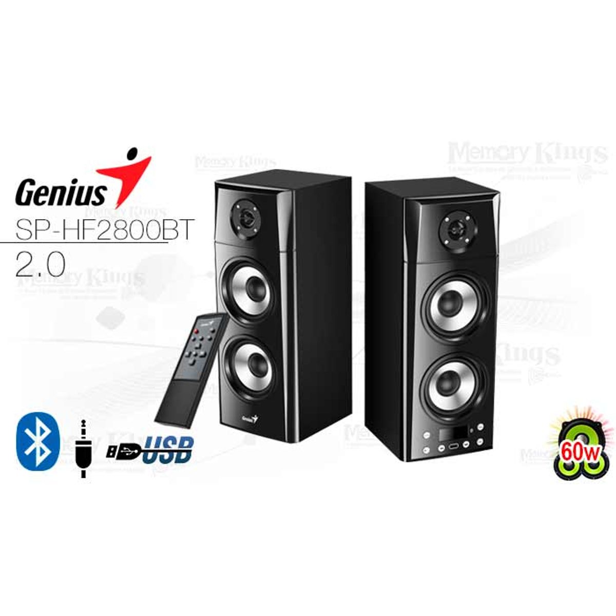 GENIUS - Parlante 2.0 Genius SP-HF2800BT 60W Bluetooth Negro