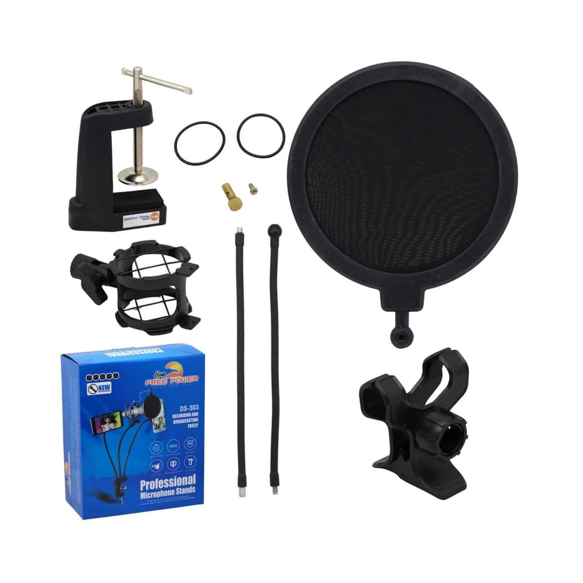 GENERICO - Soporte para Micrófono con Antipop y Soporte para Celular DS-302 FREE POWER