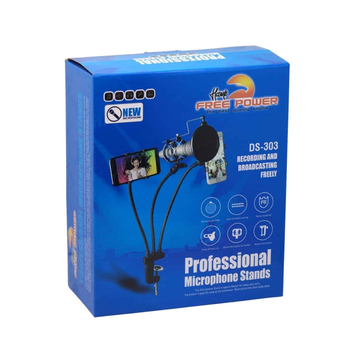 GENERICO - Soporte para Micrófono con Antipop y Soporte para Celular DS-302 FREE POWER