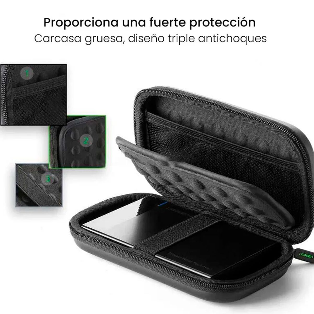 UGREEN - Estuche Ugreen 40707 para Disco Duro y Accesorios – Resistente a Golpes, Portátil
