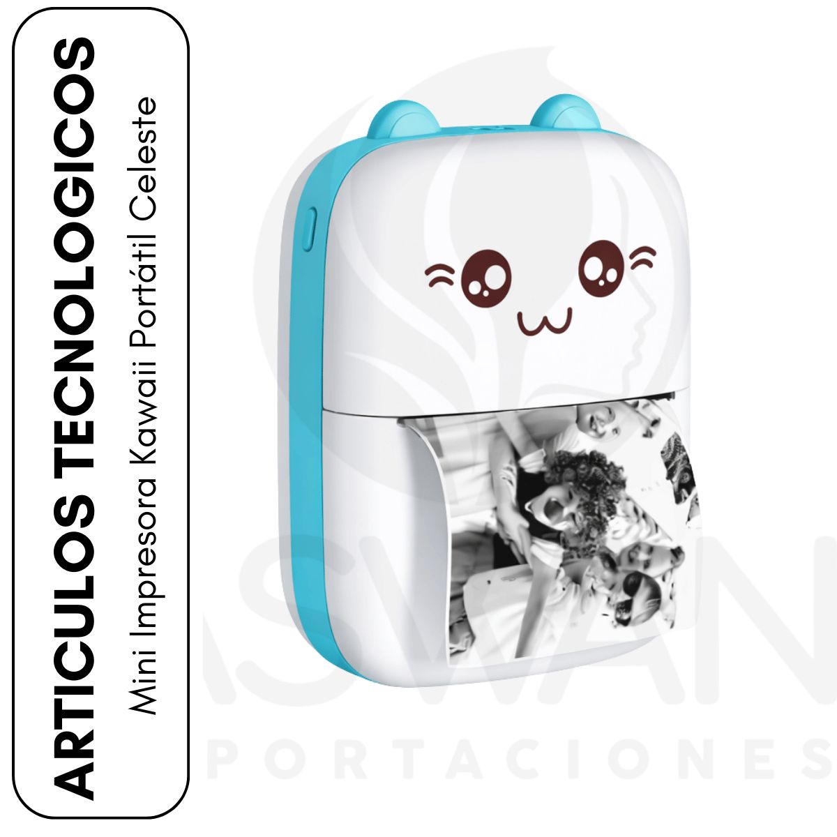 GENERICO - Mini Impresora Kawaii Portátil Celeste