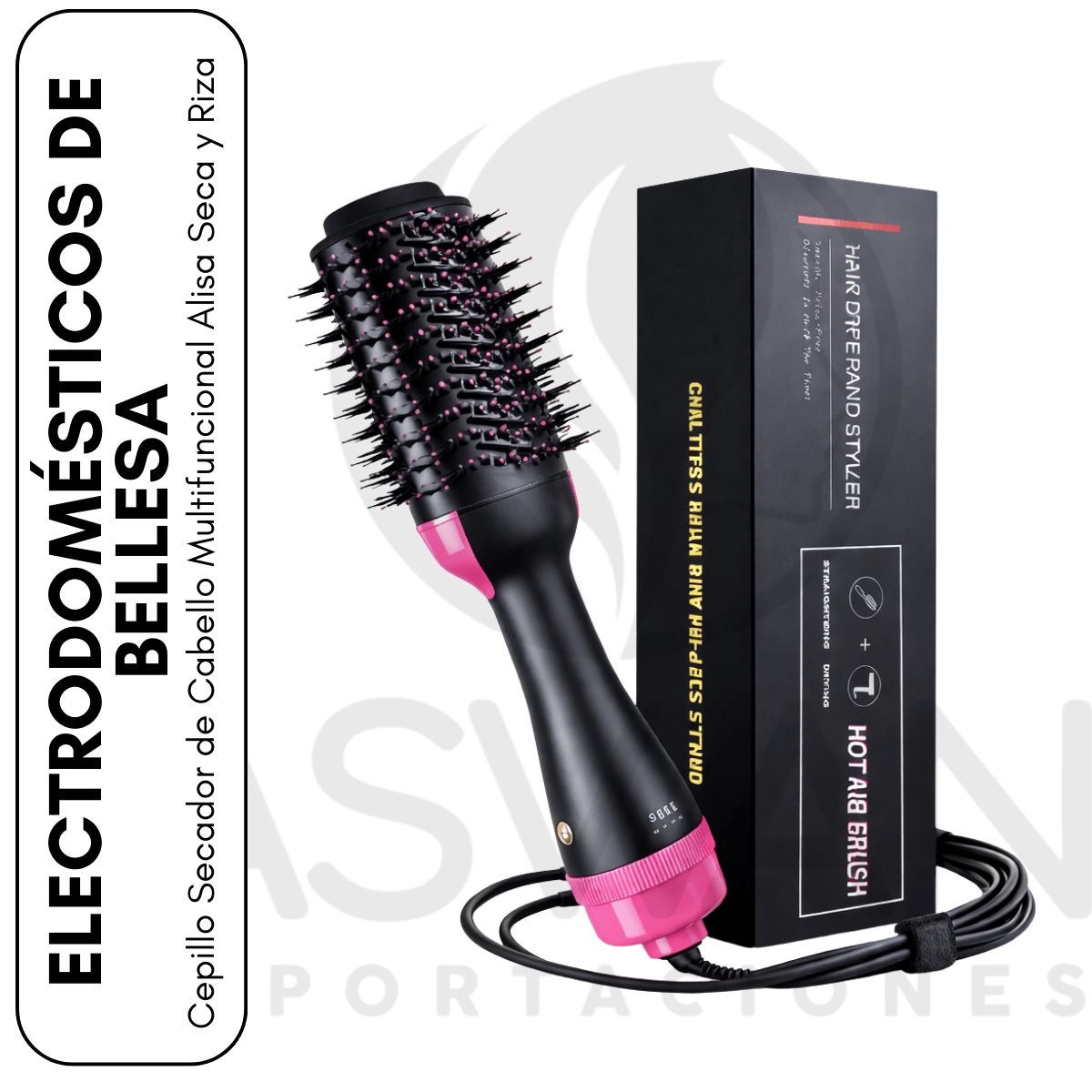 GENERICO - Cepillo Secador de Cabello Multifuncional Alisa Seca y Riza