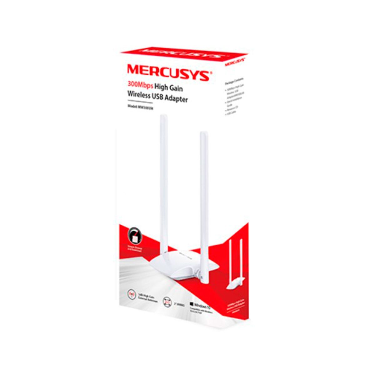 MERCUSYS - ADAPTADOR INAL. MERCUSYS 300MBPS 2.4GHZ ANTENA EXTERNA P-N MW300UH