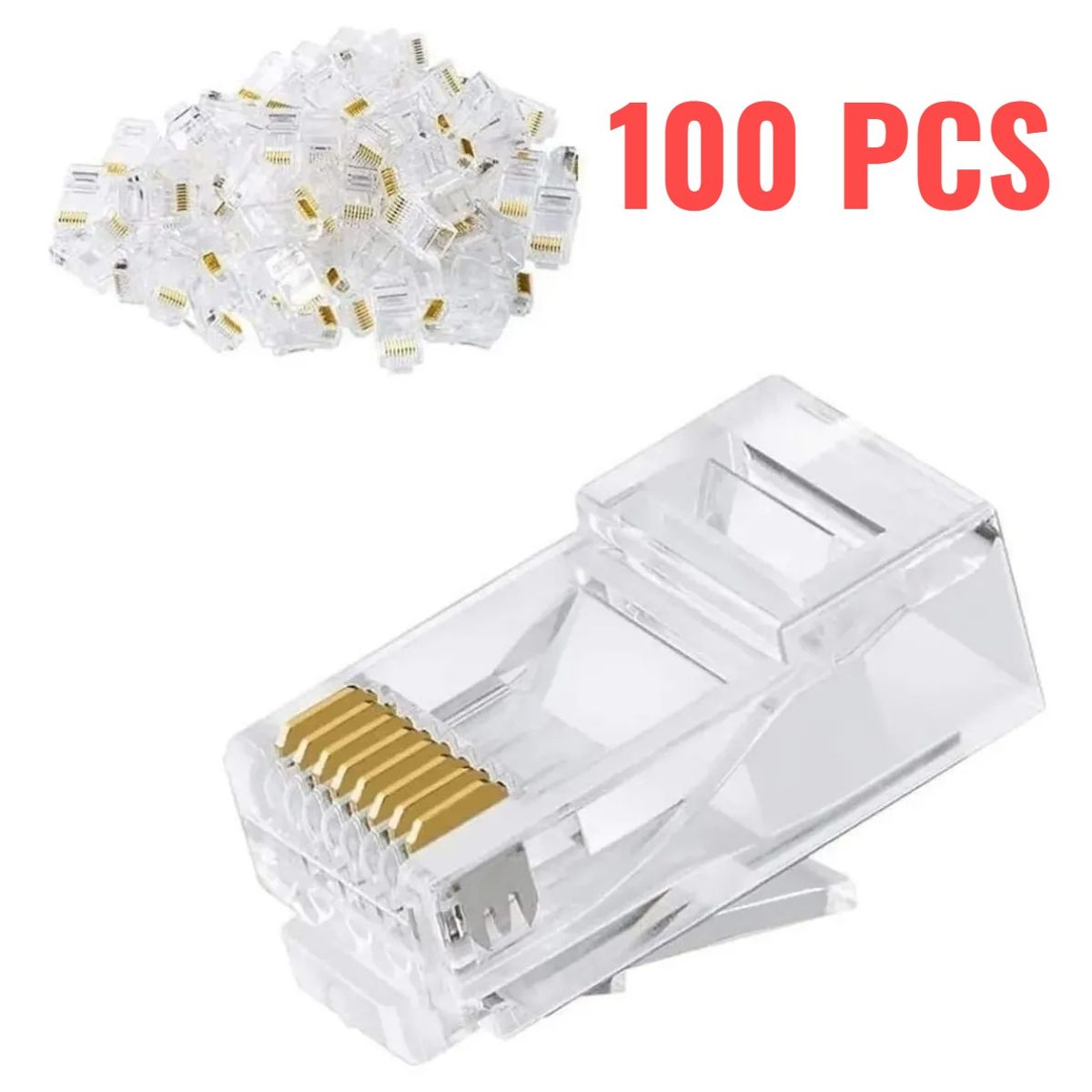 OEM - Pack x100 Conector de Red RJ45 Cat5eCat6 - Ideal para Routers, PC y Switches de Red