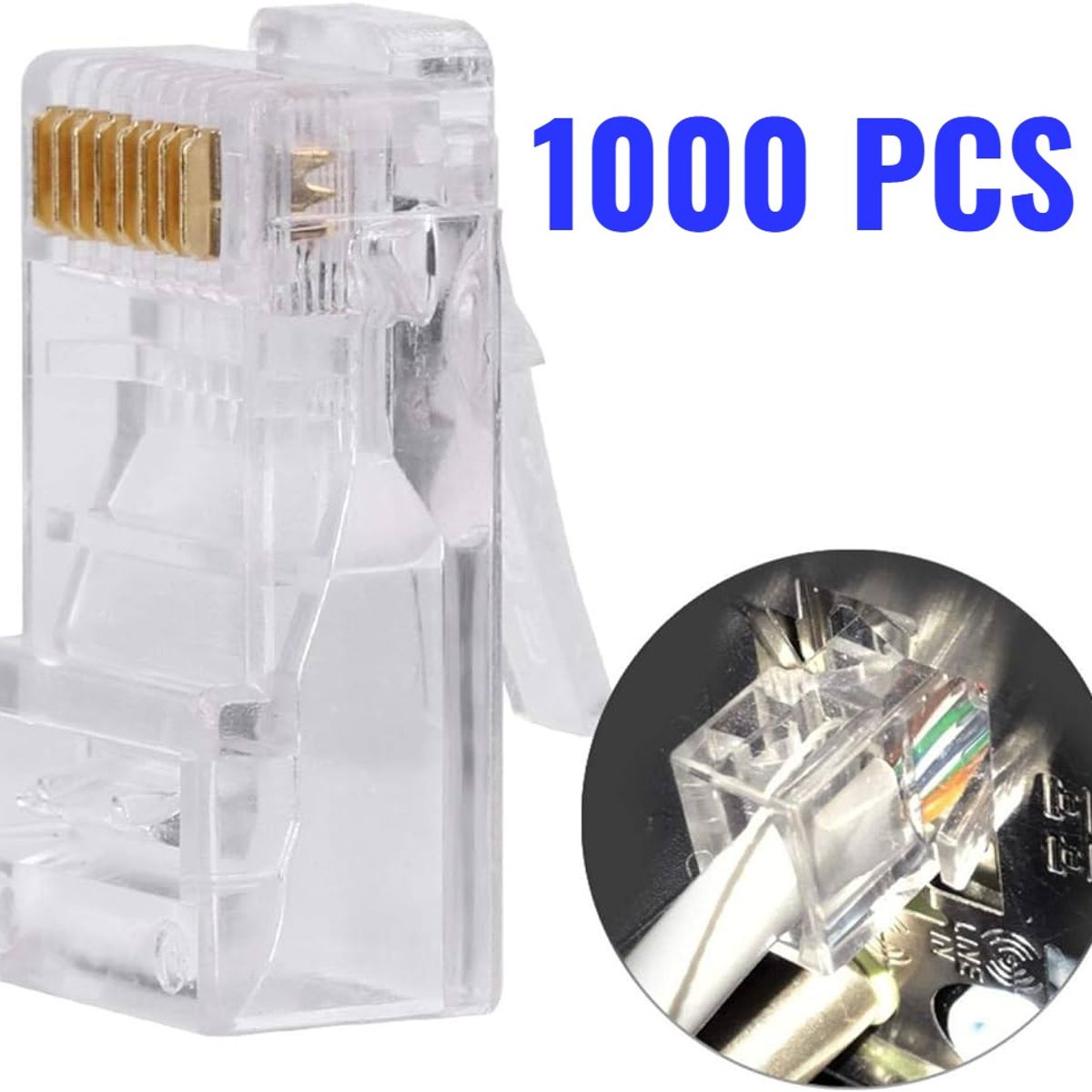 OEM - Pack x1000 Conector de Red RJ45 Cat5eCat6 - Ideal para Routers, PC y Switches de Red