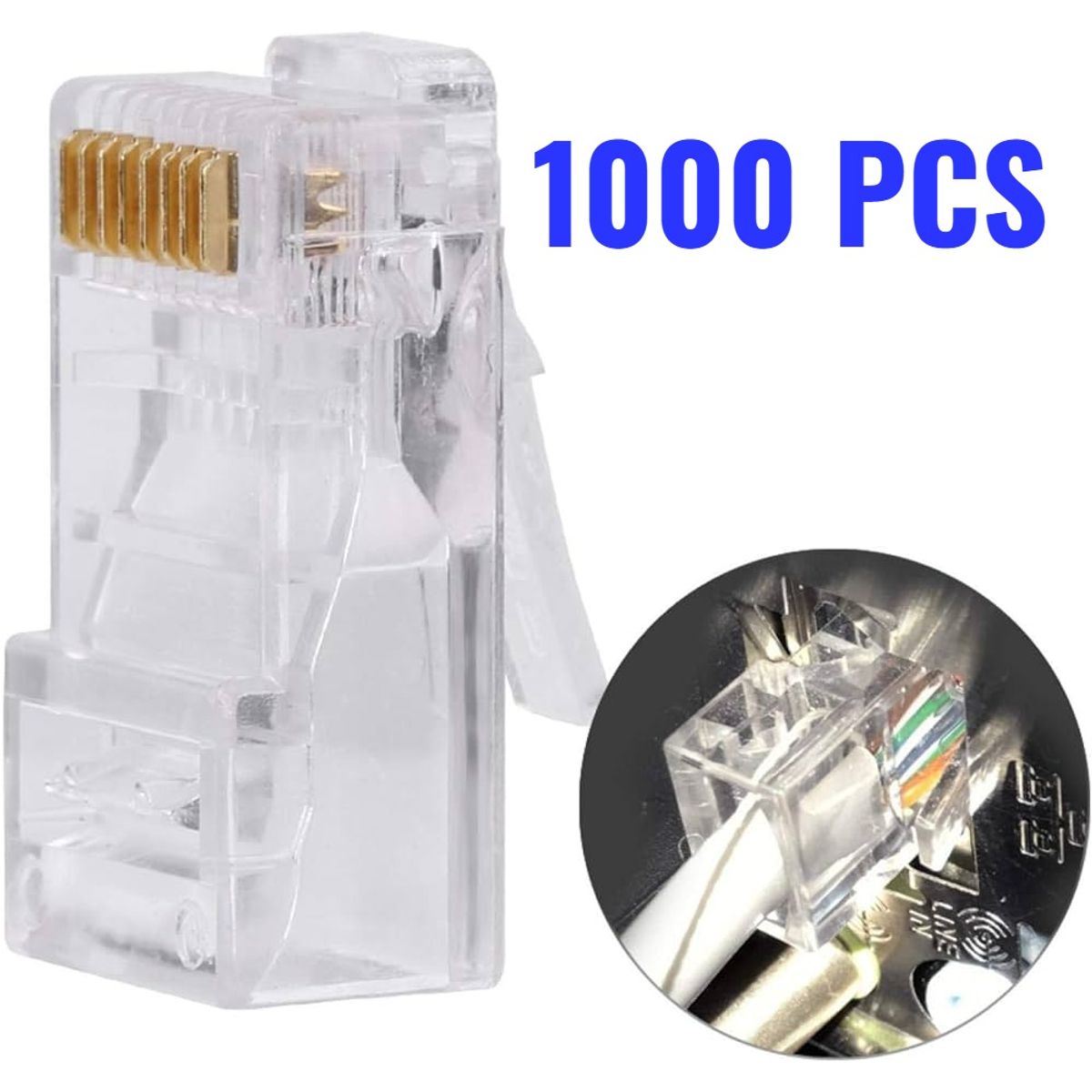 OEM - Pack x1000 Conector de Red RJ45 Cat5eCat6 - Ideal para Routers, PC y Switches de Red