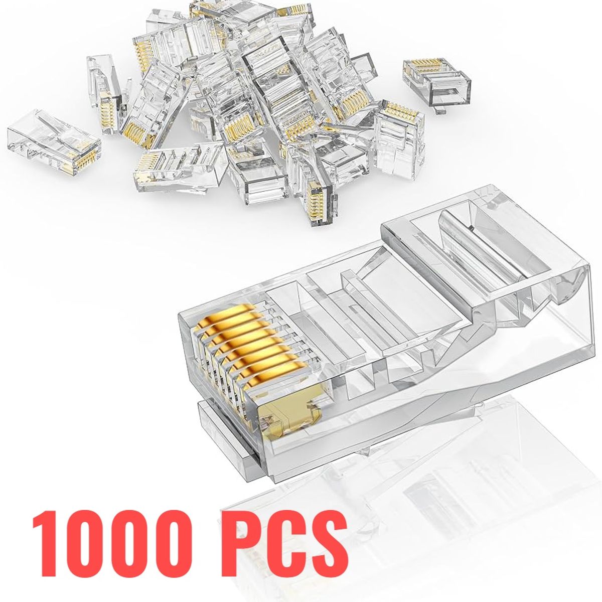 OEM - 1000 Conectores RJ45 Estándar para Red LAN y Cámaras - Calidad Profesional para Crimpado