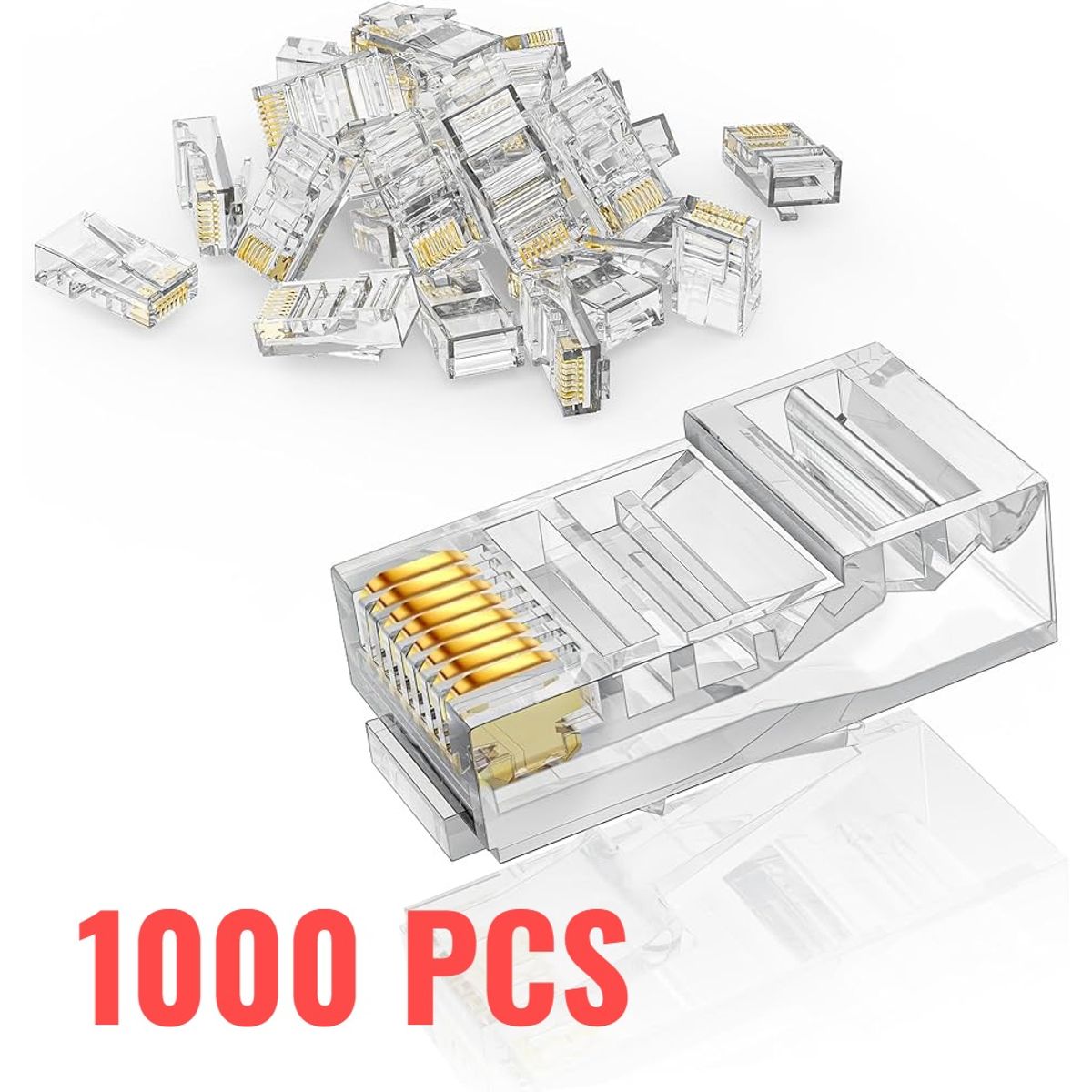 OEM - 1000 Conectores RJ45 Estándar para Red LAN y Cámaras - Calidad Profesional para Crimpado