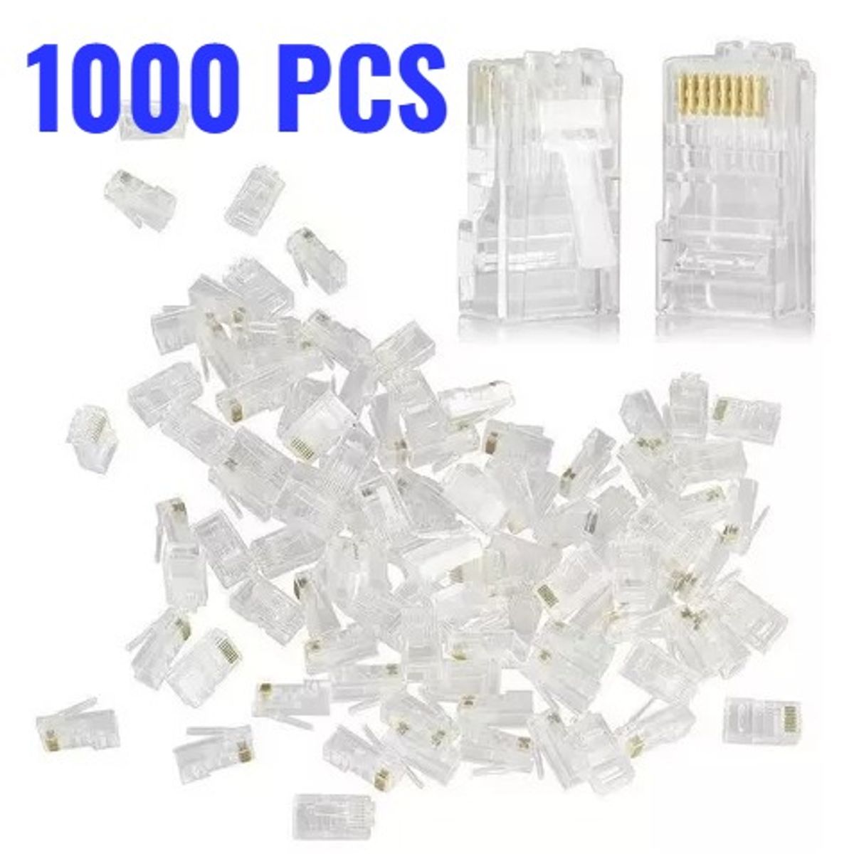 OEM - 1000 Conectores RJ45 Estándar para Red LAN y Cámaras - Calidad Profesional para Crimpado