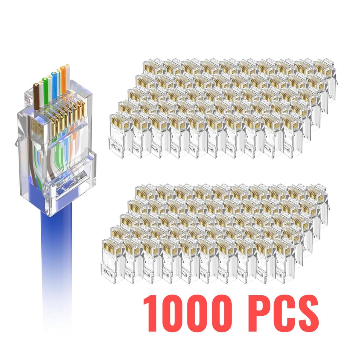OEM - Conectores RJ45 Bolsa 1000 Unidades - Plug de Red para Internet de Alta Velocidad y CCTV