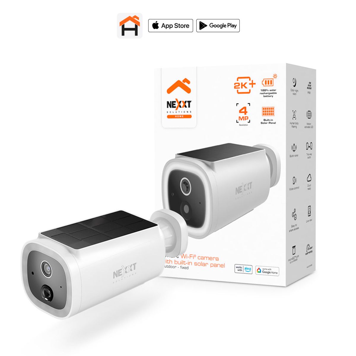 NEXXT SOLUTIONS - SMART CAMERA 2K+ NEXXT CON PANEL SOLAR Y SIRENA  NHC-OF30S