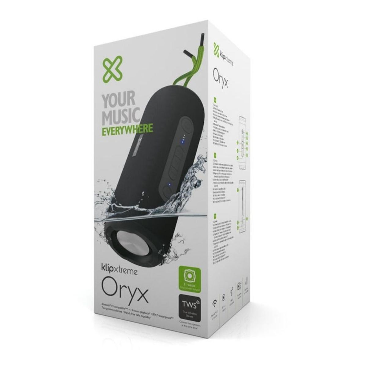 KLIP XTREME - KLIPXTREME - PARLANTE BLUETOOTH PORTATIL DE 31 WATTS -IPX7 - ORYX NEGRO