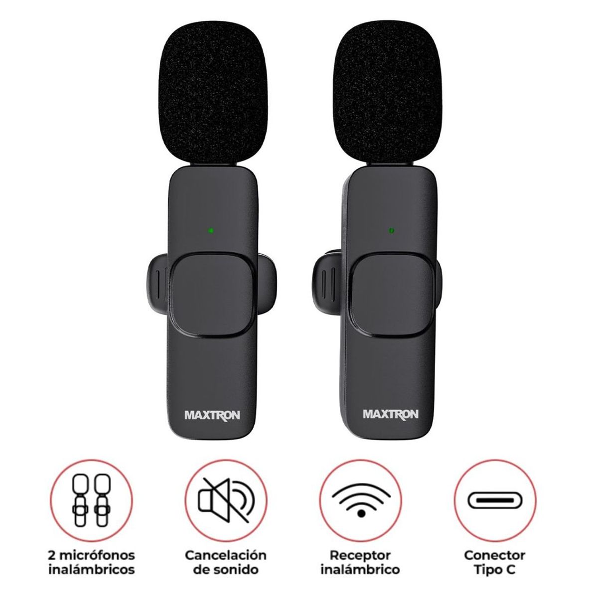 MAXTRON - Micrófono Inalámbrico Streaming Solapero Mx M168 Maxtrom Negro