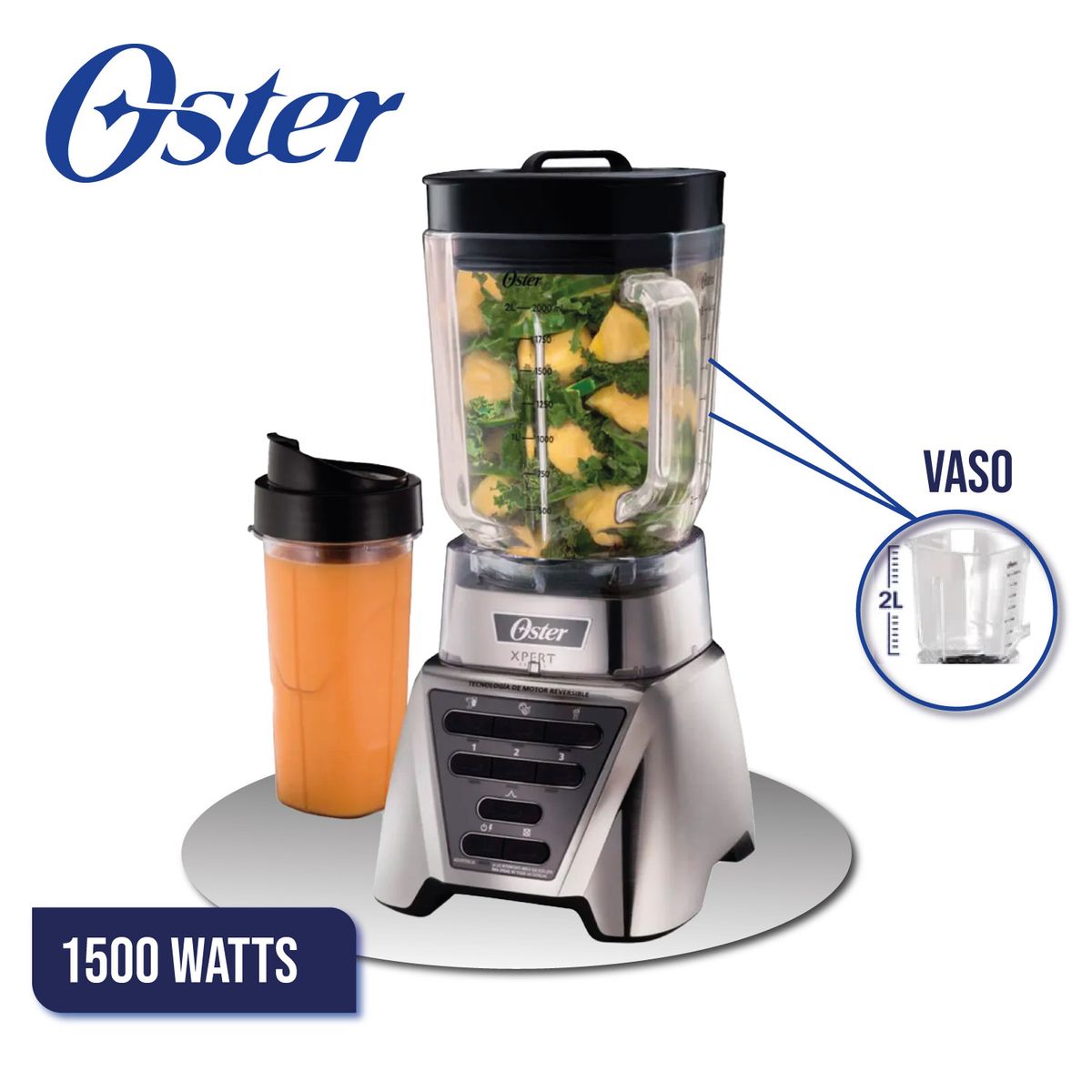 Licuadora 2HP Vaso de Vidrio 2L + Blender, marca OSTER - Foto Principal
