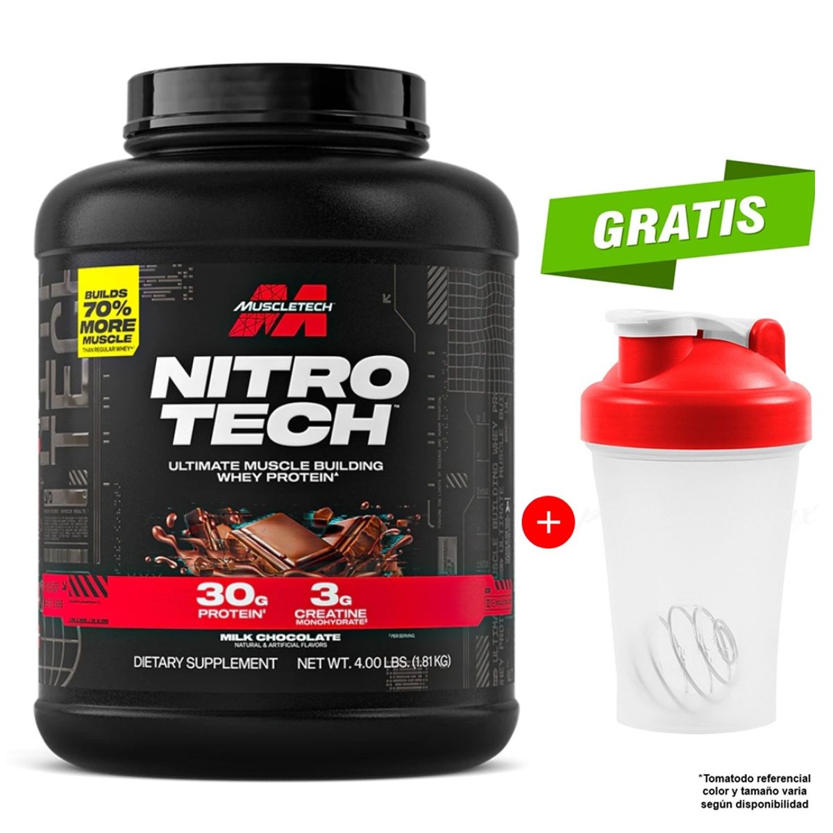 MUSCLETECH - NITRO TECH WHEY PROTEIN 1.81 KG PROTEINA MUSCLETECH CHOCOLATE