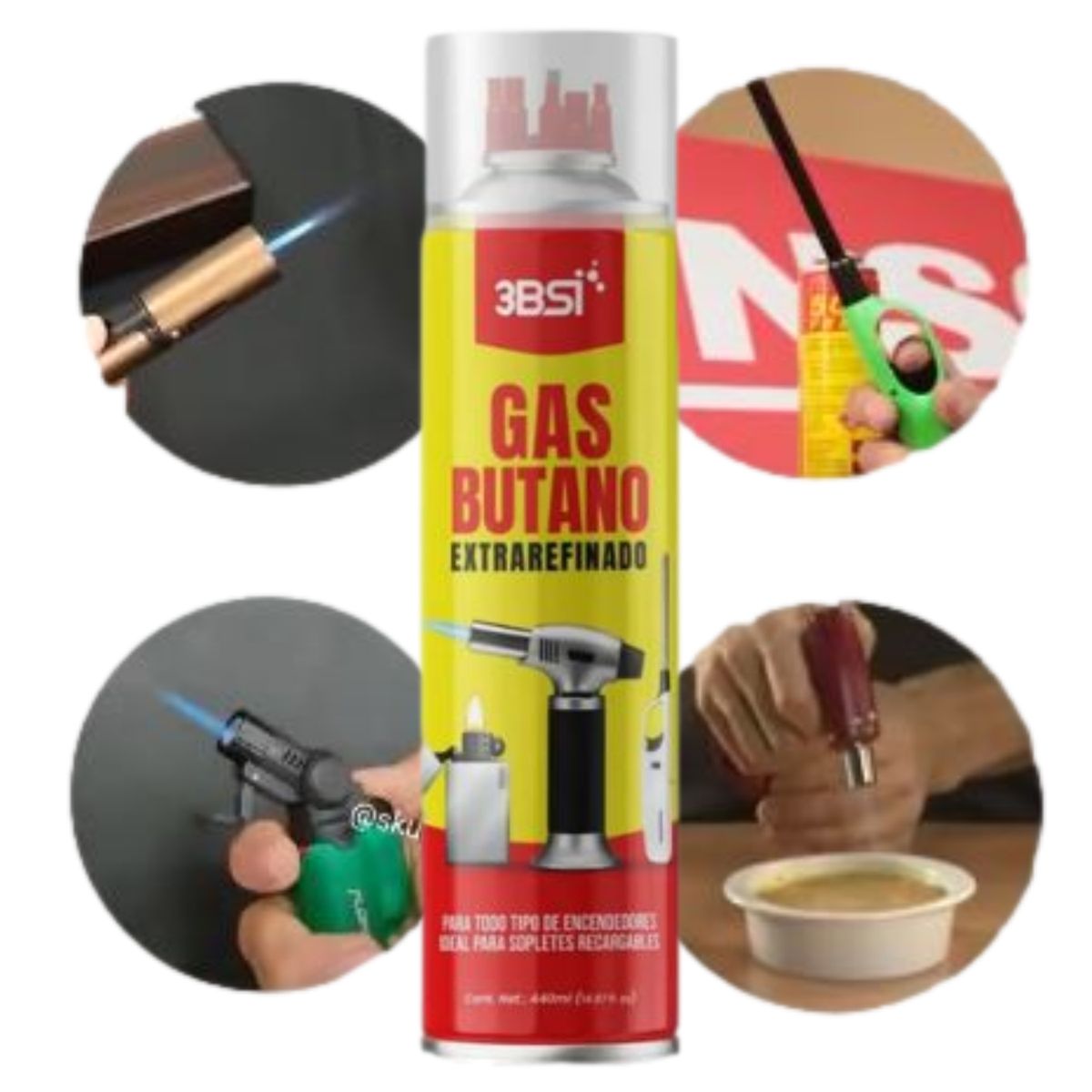 3BSI - Gas Butano Extrarefinado 440 ml x2 UND– Ideal para Sopletes y Encendedores Recargables