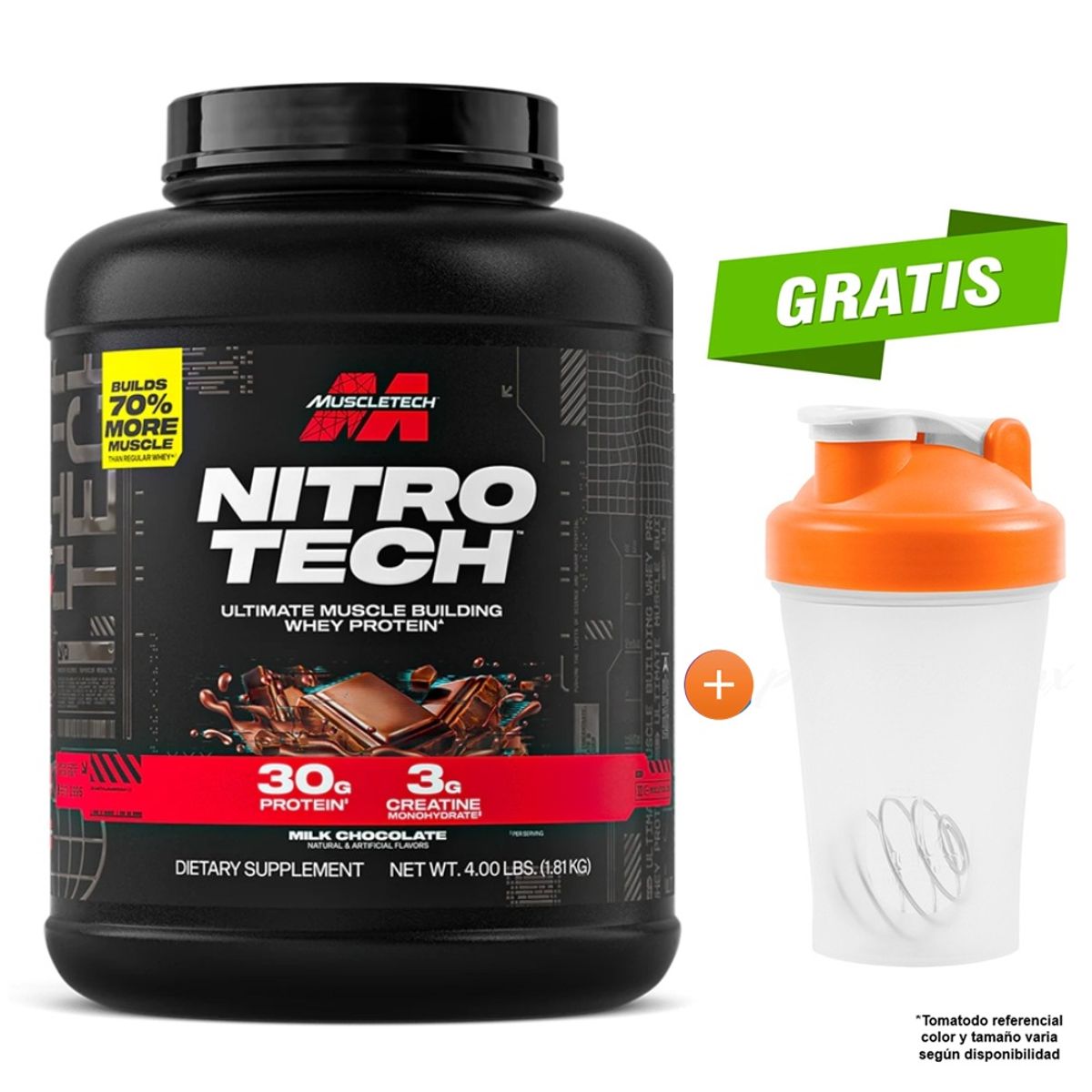 Muscletech - PROTEÍNA NITROTECH WHEY PROTEIN 1.81 KG MILK CHOCOLATE MUSCLETECH