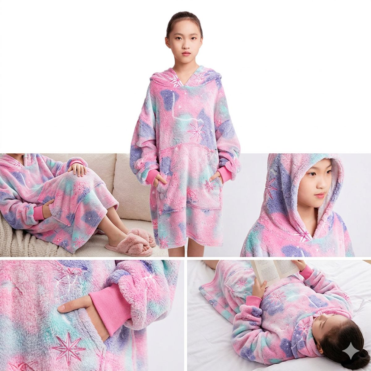 OEM - Polerón Sudadera Niñas Oversized Luminiscente - Manta Vestible Abrigadora Calidad Premium