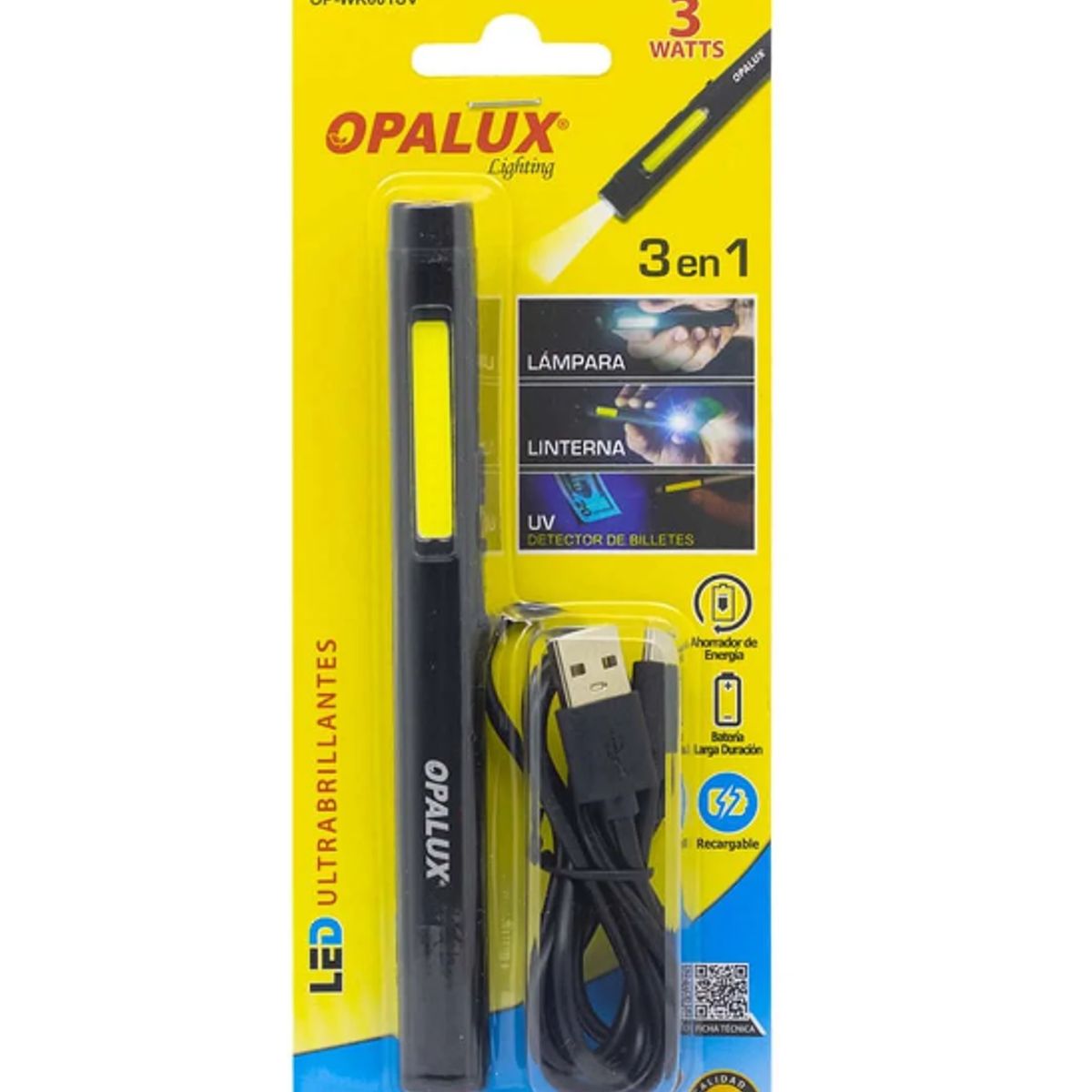 OPALUX - Linterna LED 3 en 1 Tipo Lapicero 3W OP-WK001UV OPALUX
