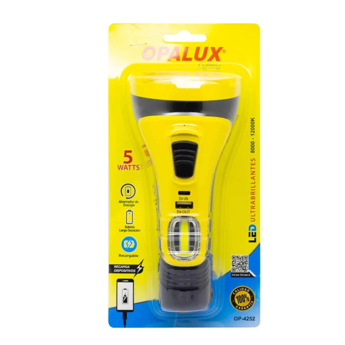 OPALUX - Linterna Y Lampara Led Recargable 5W OP-4252 OPALUX